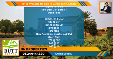 Residential Plot for Sale in Bahria Town, Lahore - (BP-91070)