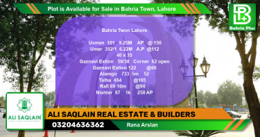 Residential Plot for Sale in Bahria Town, Lahore - (BP-91075)