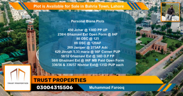 Residential Plot for Sale in Bahria Town, Lahore - (BP-91149)