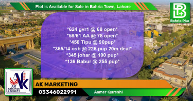 Residential Plot for Sale in Bahria Town, Lahore - (BP-91155)