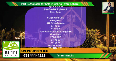 Residential Plot for Sale in Bahria Town, Lahore - (BP-91203)