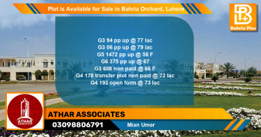Residential Plot for Sale in Bahria Orchard, Lahore - (BP-91226)