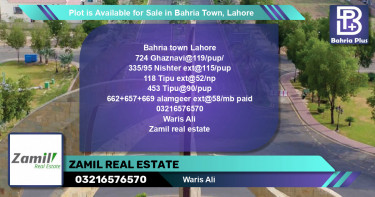 Residential Plot for Sale in Bahria Town, Lahore - (BP-91229)