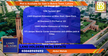 Residential Plot for Sale in Bahria Town, Lahore - (BP-91276)