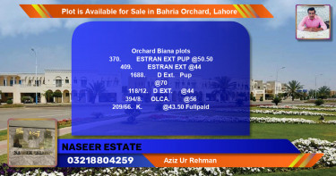 Residential Plot for Sale in Bahria Orchard, Lahore - (BP-91301)