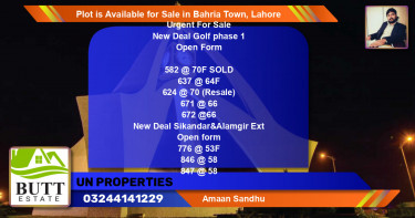 Residential Plot for Sale in Bahria Town, Lahore - (BP-91311)