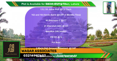 Residential Plot for Sale in Bahria Town, Lahore - (BP-91320)