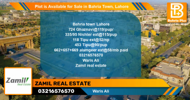 Residential Plot for Sale in Bahria Town, Lahore - (BP-91328)
