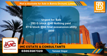 Residential Plot for Sale in Bahria Orchard, Lahore - (BP-91369)