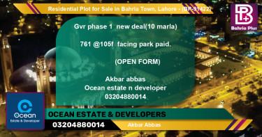 Residential Plot for Sale in Bahria Town, Lahore - (BP-91422)