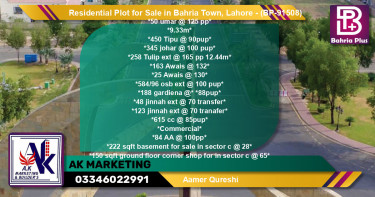 Residential Plot for Sale in Bahria Town, Lahore - (BP-91508)