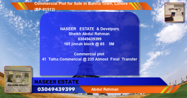 Commercial Plot for Sale in Bahria Town, Lahore - (BP-91512)