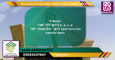Residential Plot for Sale in Bahria Town, Lahore - (BP-91519)