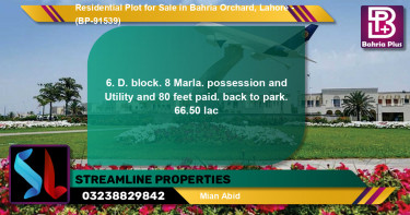 Residential Plot for Sale in Bahria Orchard, Lahore - (BP-91539)
