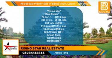 Residential Plot for Sale in Bahria Town, Lahore - (BP-91624)