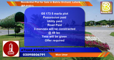 Residential Plot for Sale in Bahria Orchard, Lahore - (BP-91651)