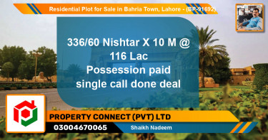 Residential Plot for Sale in Bahria Town, Lahore - (BP-91692)