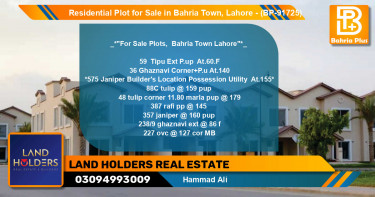 Residential Plot for Sale in Bahria Town, Lahore - (BP-91725)