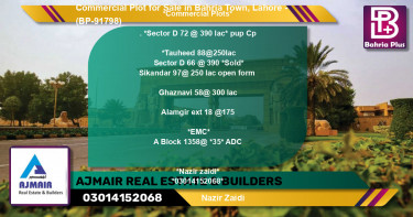 Commercial Plot for Sale in Bahria Town, Lahore - (BP-91798)
