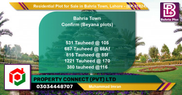 Residential Plot for Sale in Bahria Town, Lahore - (BP-91824)