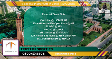 Residential Plot for Sale in Bahria Town, Lahore - (BP-91854)