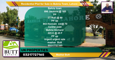 Residential Plot for Sale in Bahria Town, Lahore - (BP-91883)