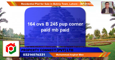 Residential Plot for Sale in Bahria Town, Lahore - (BP-91920)