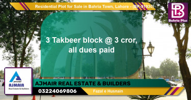 Residential Plot for Sale in Bahria Town, Lahore - (BP-91930)