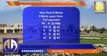 Residential Plot for Sale in Bahria Orchard, Lahore - (BP-92000)