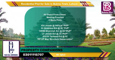 Residential Plot for Sale in Bahria Town, Lahore - (BP-92019)