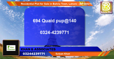 Residential Plot for Sale in Bahria Town, Lahore - (BP-92021)