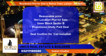 Residential Plot for Sale in Bahria Town, Lahore - (BP-92037)