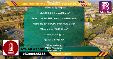 Residential Plot for Sale in Bahria Town, Lahore - (BP-92045)