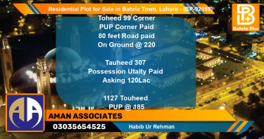 Residential Plot for Sale in Bahria Town, Lahore - (BP-92059)