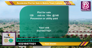 Residential Plot for Sale in Bahria Town, Lahore - (BP-92070)
