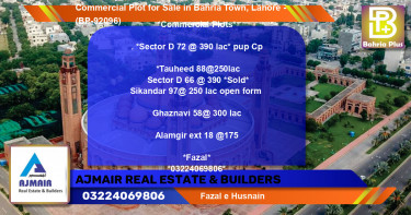 Commercial Plot for Sale in Bahria Town, Lahore - (BP-92096)