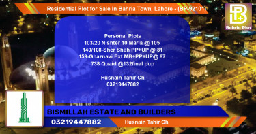 Residential Plot for Sale in Bahria Town, Lahore - (BP-92101)