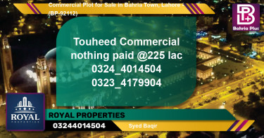 Commercial Plot for Sale in Bahria Town, Lahore - (BP-92112)