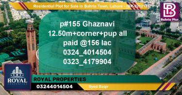 Residential Plot for Sale in Bahria Town, Lahore - (BP-92121)