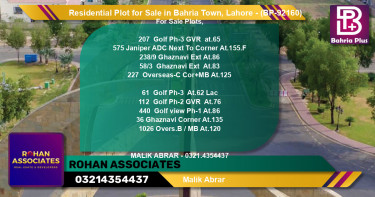 Residential Plot for Sale in Bahria Town, Lahore - (BP-92160)