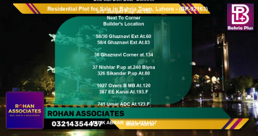 Residential Plot for Sale in Bahria Town, Lahore - (BP-92163)