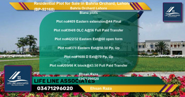 Residential Plot for Sale in Bahria Orchard, Lahore - (BP-92168)