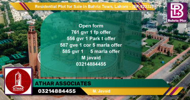 Residential Plot for Sale in Bahria Town, Lahore - (BP-92232)