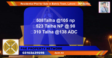 Residential Plot for Sale in Bahria Town, Lahore - (BP-92242)