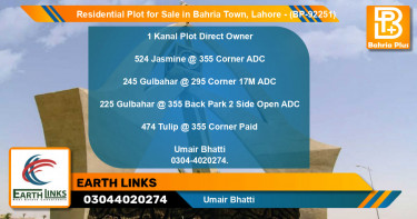 Residential Plot for Sale in Sector C - Jasmine Block -  Bahria Town, Lahore - (BP-92251)