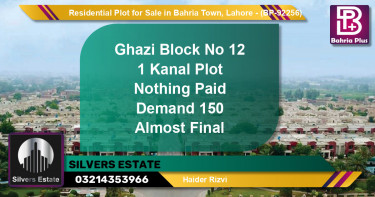 Residential Plot for Sale in Sector F - Ghazi Block -  Bahria Town, Lahore - (BP-92256)