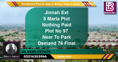Residential Plot for Sale in Sector E - Jinnah Ext. Block -  Bahria Town, Lahore - (BP-92259)