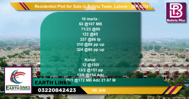 Residential Plot for Sale in Bahria Town, Lahore - (BP-92261)