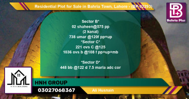 Residential Plot for Sale in Bahria Town, Lahore - (BP-92293)