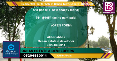 Residential Plot for Sale in Bahria Town, Lahore - (BP-92318)